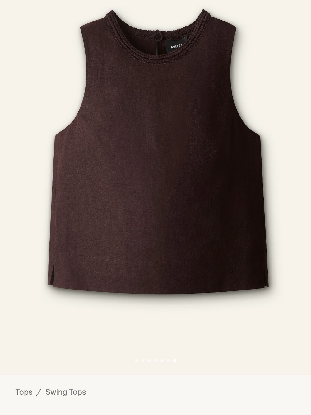 ME+EM Crease-Less Linen Crochet Trim Crop Top - Cocoa Brown Size 2 - Picture 7 of 7